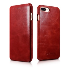 ICARER Curved Edge Vintage Seri Butir Asli Case Kulit dengan Magnetic Penutupan untuk Apple iPhone 7 Plus 5.5 Inch-Intl