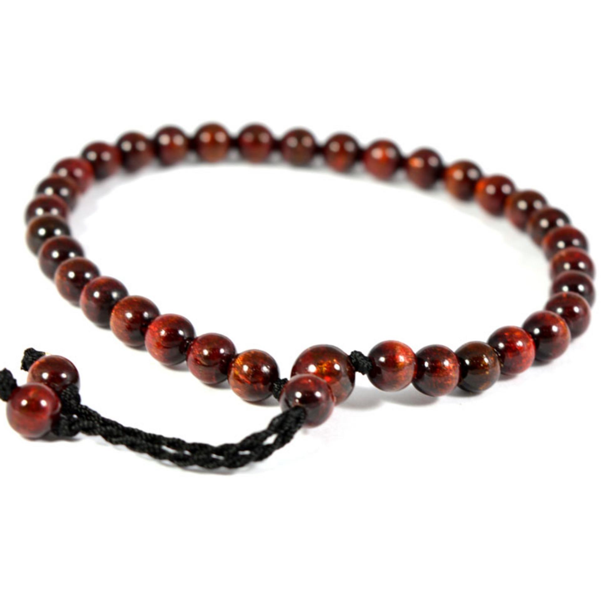 ICBEADS Gelang Tasbih Akar bahar Merah - Merah