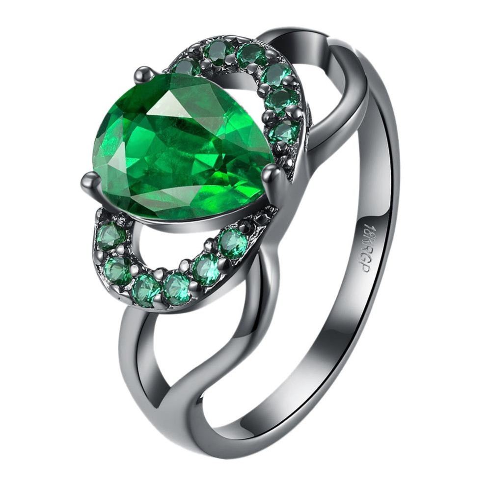 Indah Vintage Berlapis 18 K Emas Berbentuk Hati Zircon Cincin Fashion Cincin Pernikahan Kreatif Halloween Dekorasi Hadiah Natal Warna: Hijau Ukuran: Nomor 9-Intl