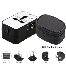 International All-in-One Universal Travel Adaptor Wall Charger Adaptor Adaptor AC Charger Dual USB Port 2.1A untuk AMERIKA SERIKAT UK EU AUS-Hitam dan Putih, dengan Hadiah Casing-Intl