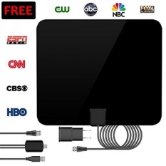 IOVECT Antena TV, 2018 VERSI HD Antena TV Digital Definisi Tinggi, 50 Mile Range Indoor dengan Amplifier Booster Amplifier Yang Dapat Dilepas (Hitam)-Intl