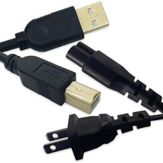 Ipax 10ft Kabel USB + 15ft Daya Kabel untuk Adaptor AC Canon SELPHY CP910 CP1200 Canon PIXMA IP90 IP100 IP110 mini 260 Canon Canoscan 8800F Epson Fastfoto FF-640 Epson WorkForce WF-100 Printer Pemindai-Internasional