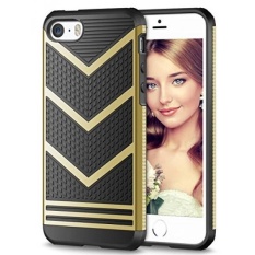 IPhone 5 S Kasus, Vofolen IPhone 5 S Kasus Slim Soft Cover Anti-slip Bumper Non-slip Grip Pelindung Shell Fleksibel Shock Menyerap TPU Karet Armor Hybrid Pelindung Tipis Fit Case untuk IPhone 5 S 5 (Emas) -Intl