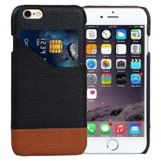 IPhone 6, 6 S Case, VIGOSS Gaya Kasual Series Ultra Slim Kulit Asli Satu Pemegang Kartu Kredit dengan Free Tempered Glas-Intl