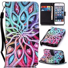 IPod Touch 5th 6th Generasi, Savyou IPod Case Stand Kredit Dompet Tempat Kartu PU Leather Slim Fit Cover untuk IPod Touch 5/6 Wrist Strap Magnetic Snap Closure-Intl