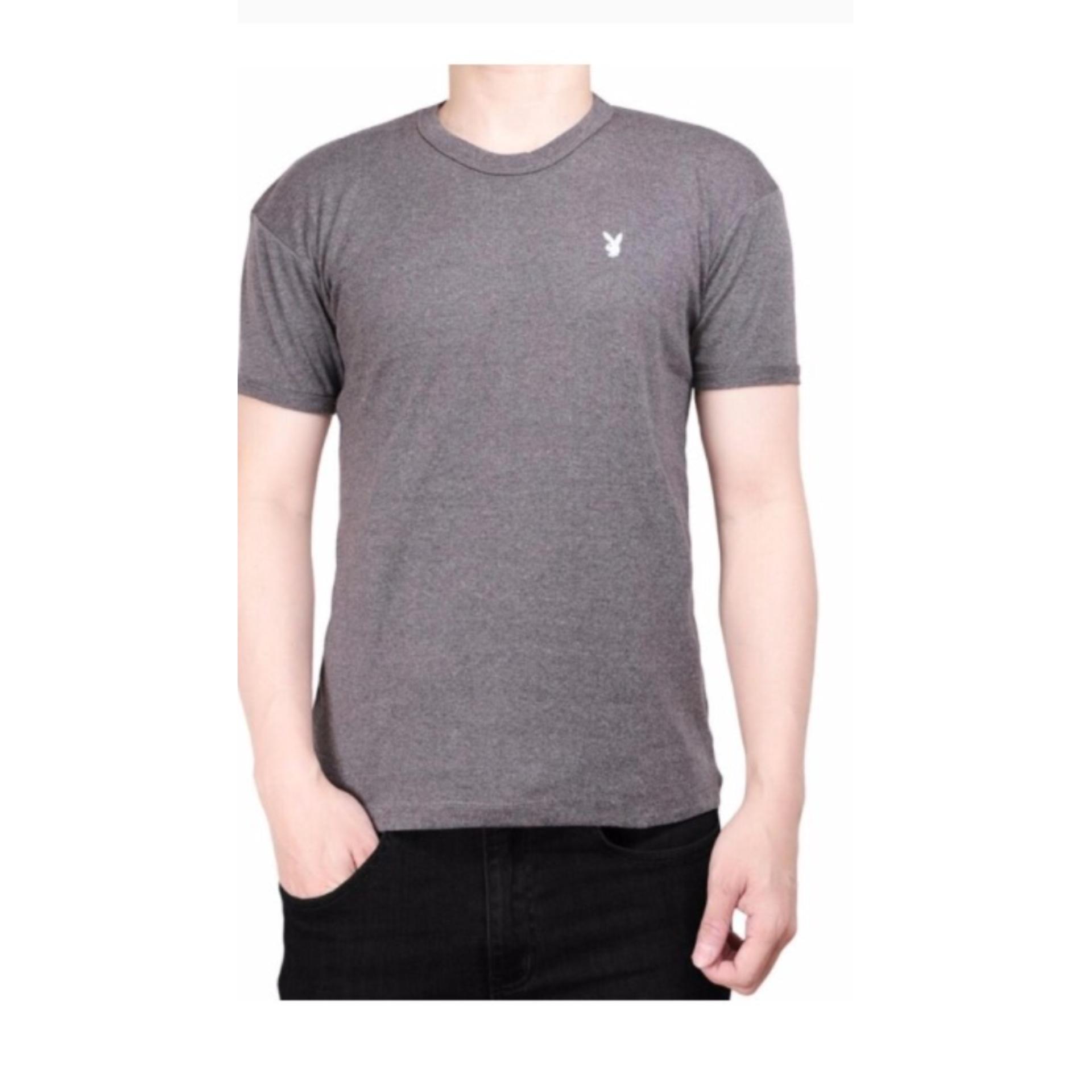 Irfan Store - Kaos Polos Slimfit Pendek O Neck PLBY - Abu Tua