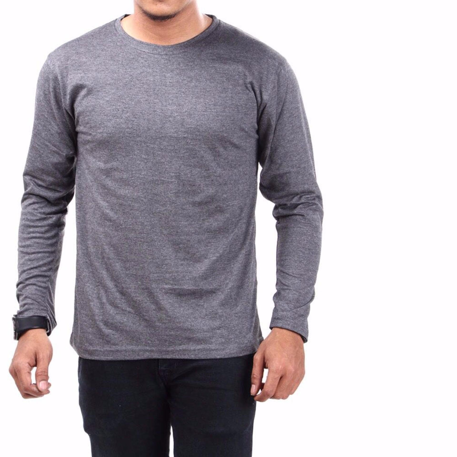 irfan Store95 - Kaos Polos Lengan Panjang O Neck - Abu Abu