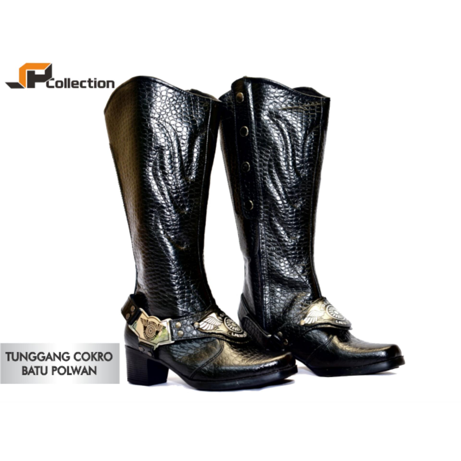 JAFERI Sepatu Boots Tunggang Cokro Batu POLWAN Warna Hitam Bahan Kulit Sapi Asli Menyediakan Juga Sepatu Jatah Polisi, Polri, TNI, Dishub, LLAJ