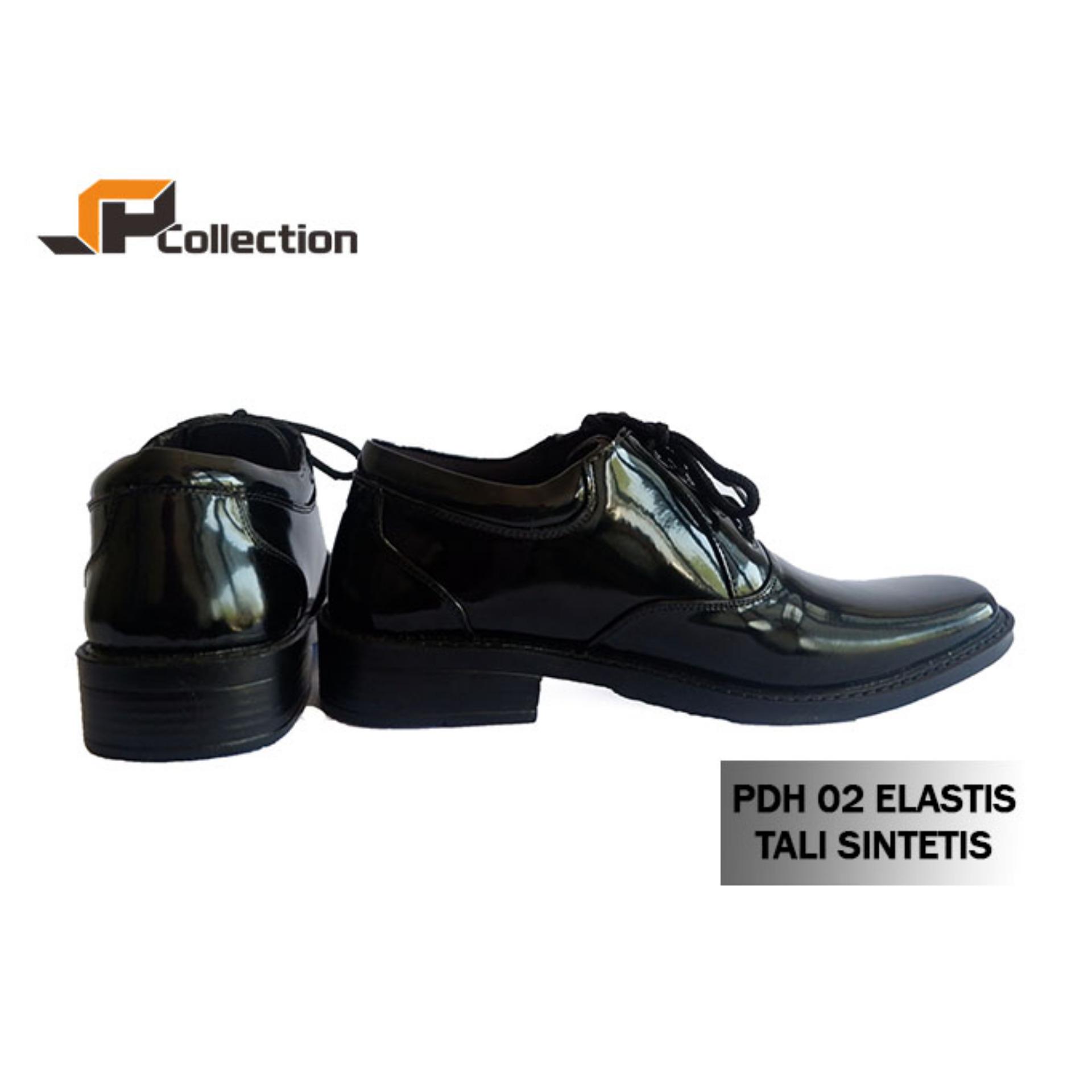 JAFERI Sepatu Formal PDH 02 Elastis Tali Sintetis Warna Hitam Bahan Sintetis Cocok Untuk Pegawai Kantor, POLRI, TNI, Pegawai Negeri, Guru, Dosen, Dokter, Resepsionis, Dll