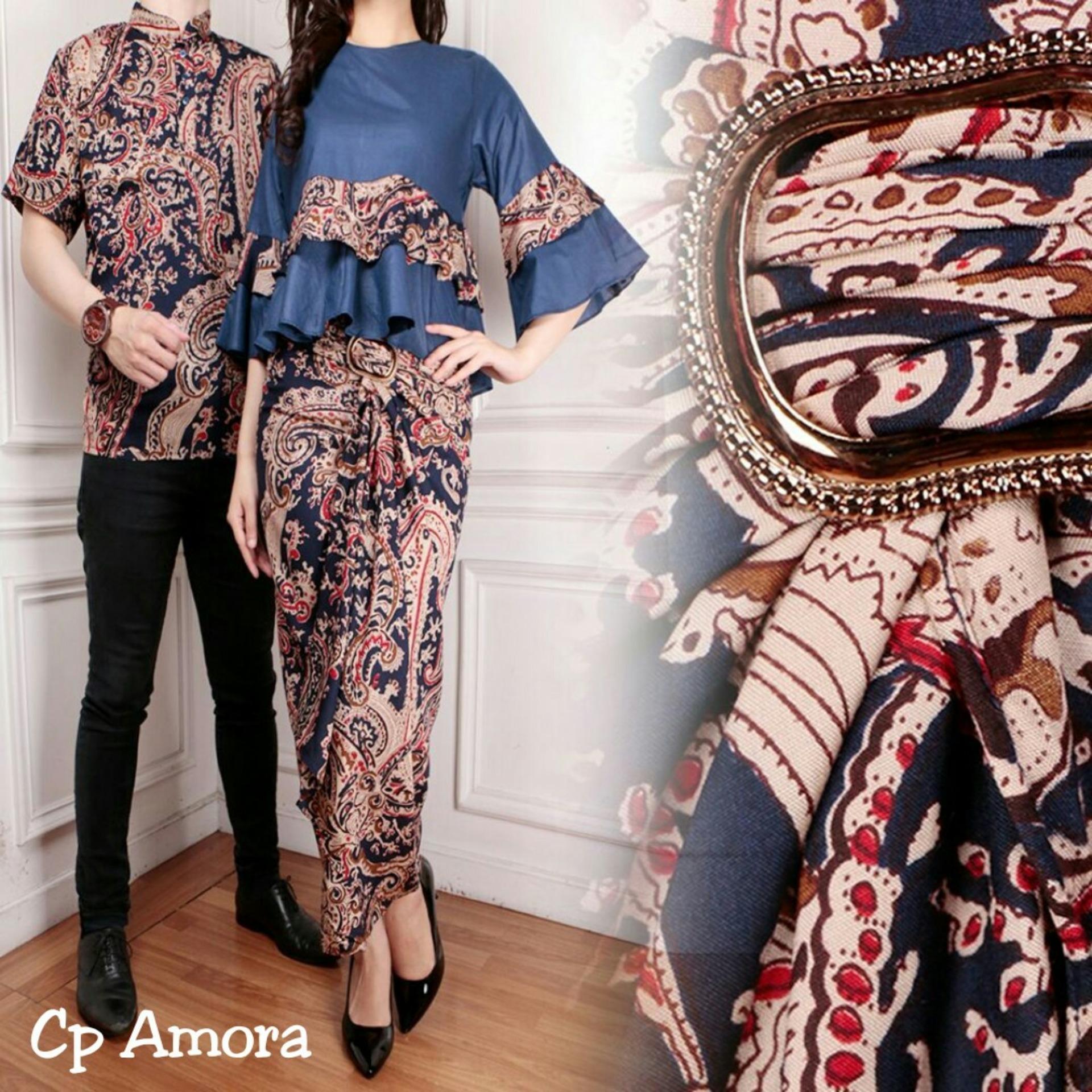 Jakarta Couple - Baju Couple Blouse Batik Amora  Batik Couple  Batik Pasangan  Baju Cantik  Model Terompet