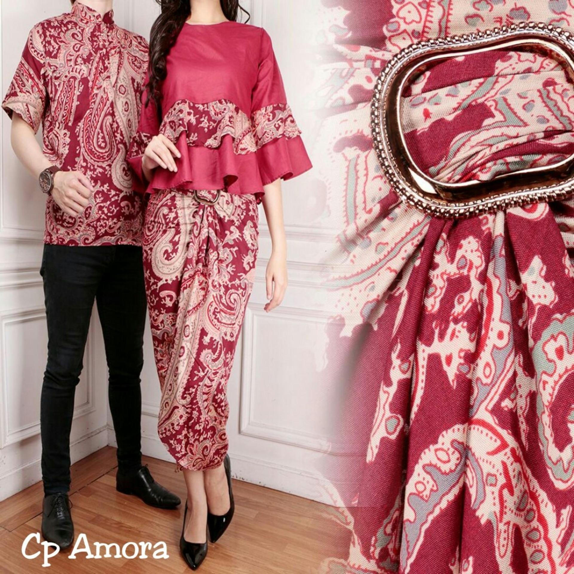 Jakarta Couple - Baju Couple Blouse Batik Amora  Batik Couple  Batik Pasangan  Baju Cantik  Model Terompet