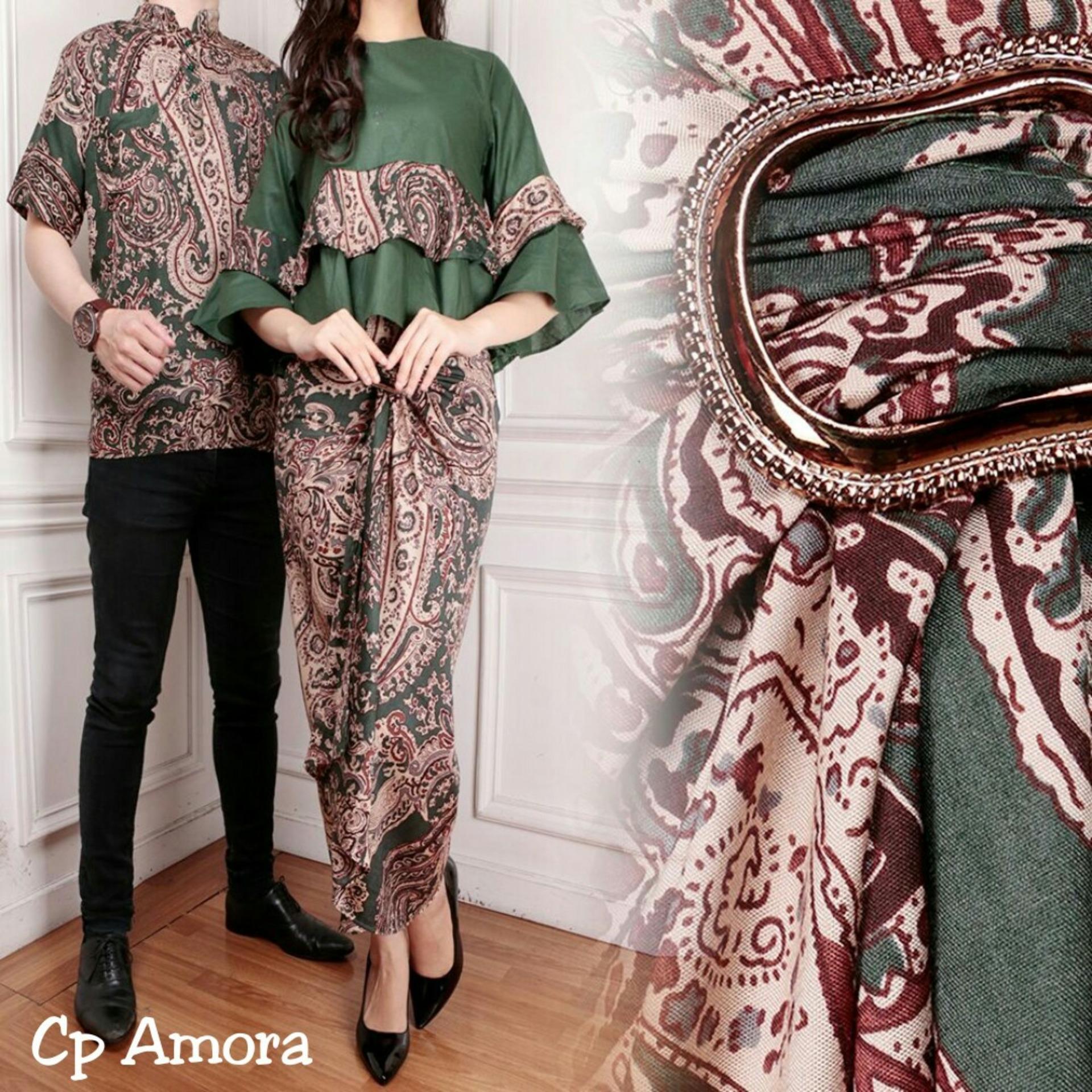 Jakarta Couple - Baju Couple Blouse Batik Amora  Batik Couple  Batik Pasangan  Baju Cantik  Model Terompet