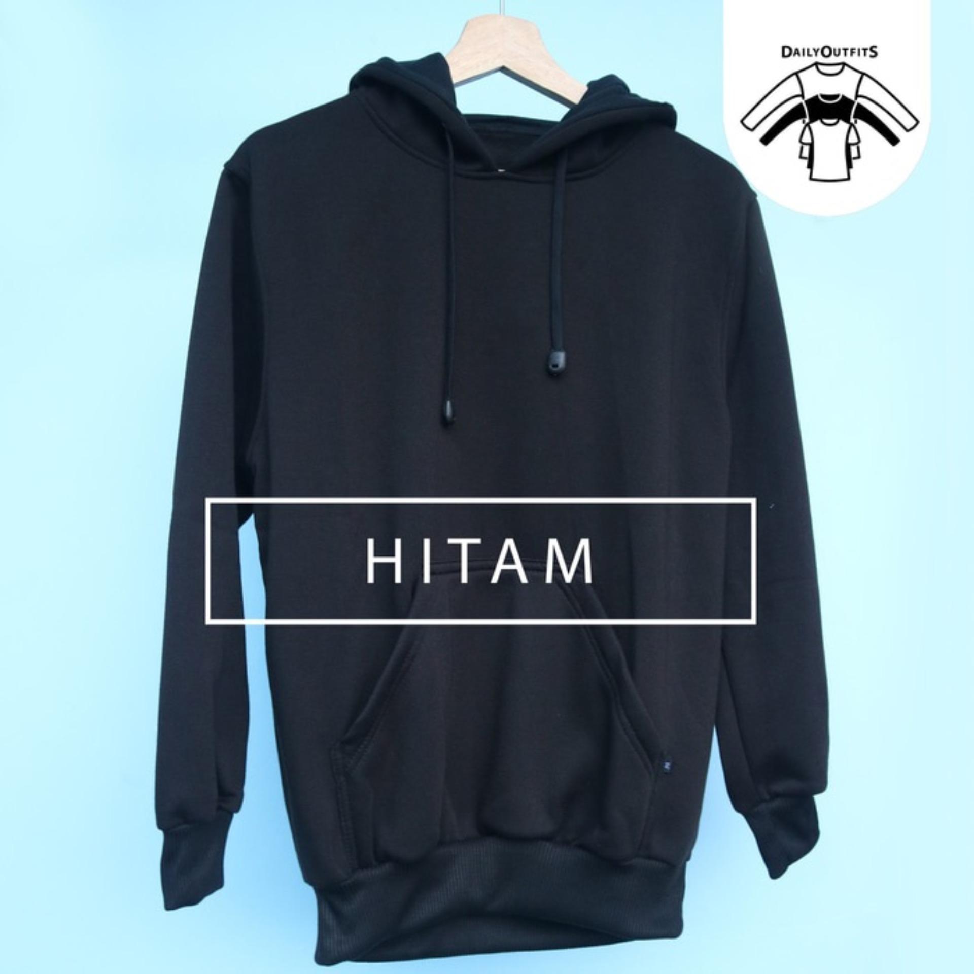 Jaket Sweater Polos Hodie Jumper Hitam - Premium Quality