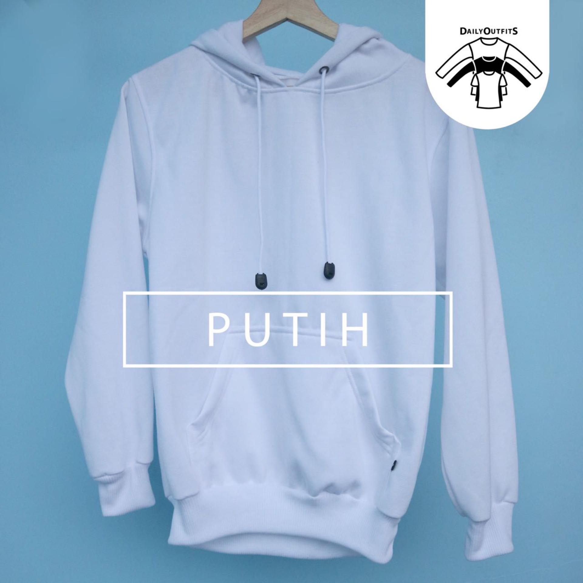 Jaket Sweater Polos Hodie Jumper Putih - Premium Quality