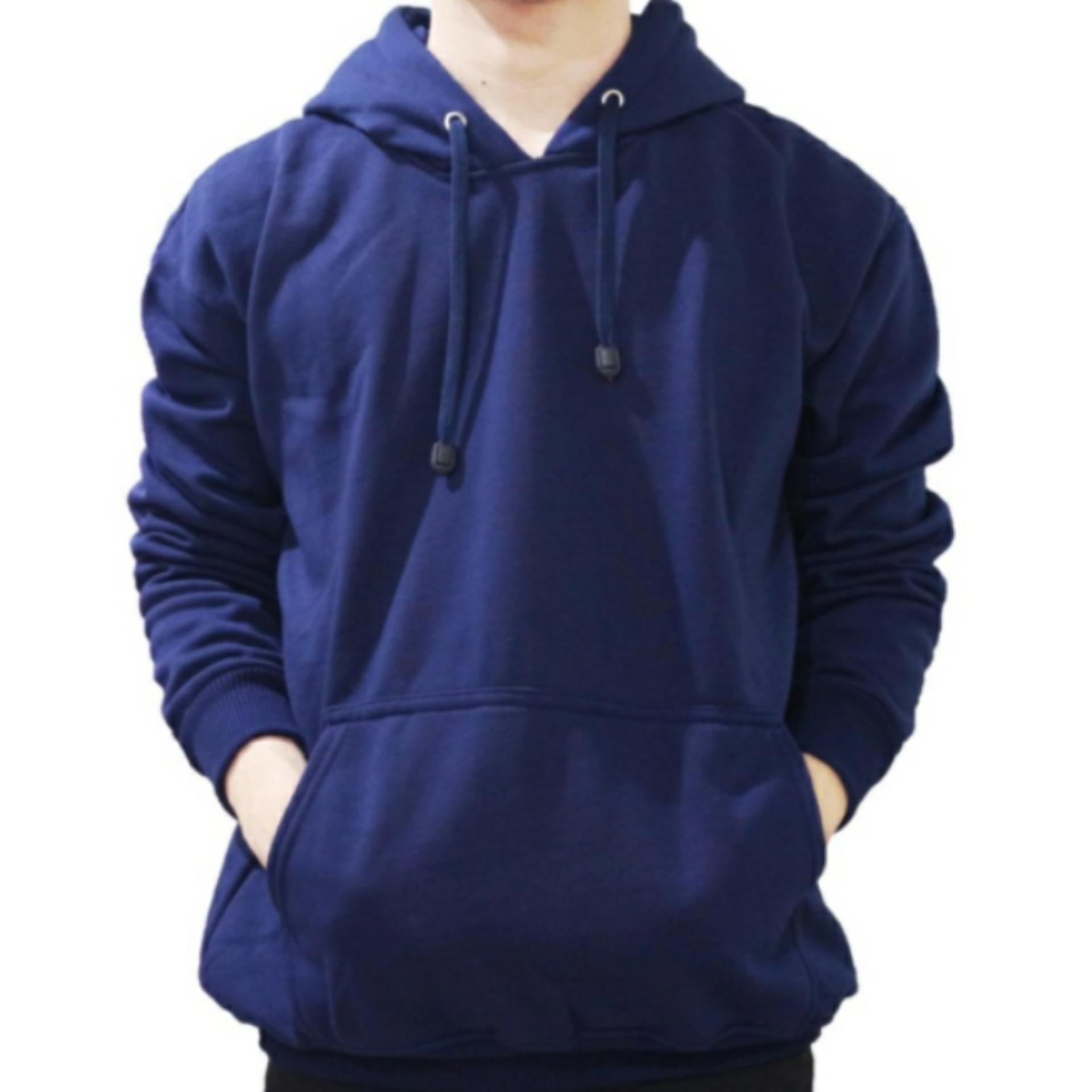 Jaket Sweter Hoodie Premium Pria-Model Polos-Biru Dongker-Harga Murah Berkualitas