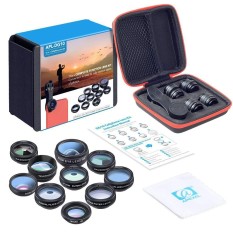 JDM Lensa Kamera Kit Lensa Sudut Lebar dan Lensa Makro, Lensa Mata Ikan, Lensa Telefoto, Filter CPL, Aliran Filter radial Filter Bintang Filter Lensa Kaleidoskop, Klip Pada 10 In 1 Lensa Telepon Selular-Intl