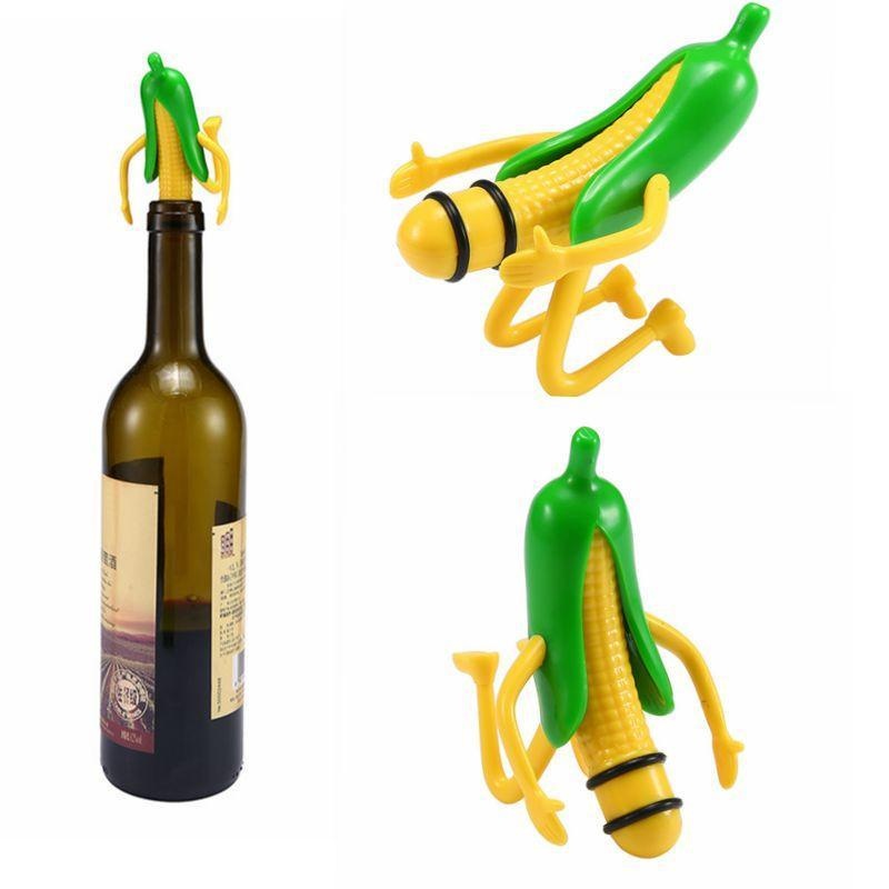 Jiechuan Universal Stopper Anggur, Anggur Plug Wine dan Minuman Botol Sumbat, Novelty Jagung Berbentuk Vin Wine Saver Bar Alat Anggur, Kuning + Hijau-Internasional