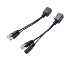 Jo Putih Hitam Ethernet PoE Langsung Saat Ini Kabel Adapter Injector Kit Pemisah (Hitam)