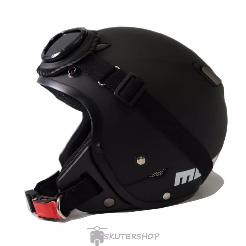 JPN Helm Momo Vintage plus Kacamata Goggle Retro Klasik Doff - Hitam
