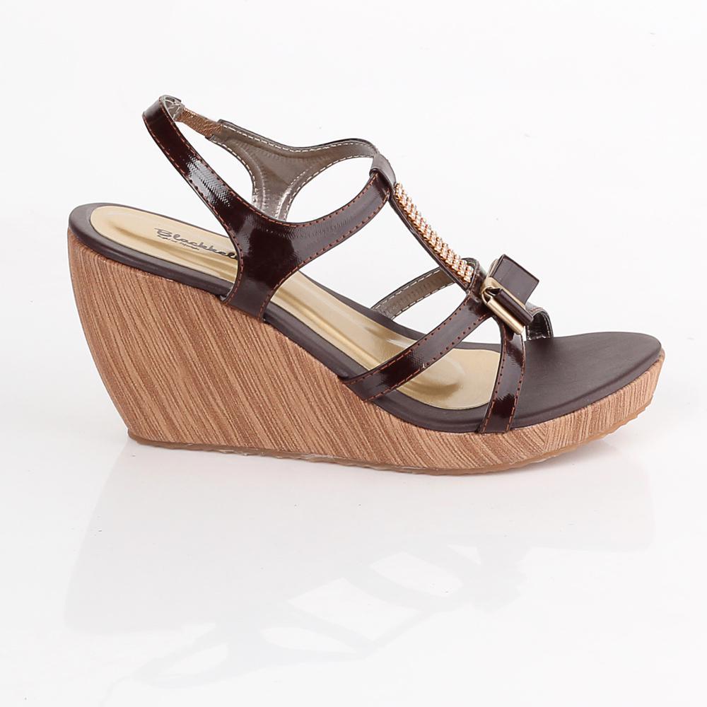Jual Murah Sandal Wedges Wanita BLACKKELLY - LAN 556 WARNA : COKLAT BAHAN : PU-PVC
