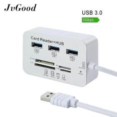 JvGood MICRO USB 3.0 SD Pembaca Kartu Universal 3 Port Eksternal Multi Pembaca Kartu Memori Berkecepatan Tinggi dengan SDHC/ T-Flash/MS DUO/M2 untuk PC Laptop Mac