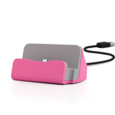 Kabel & Docking Station Charger Cradle Charging Sync Dock For Samsung,LG, HTC, SKY ETC - Pink