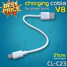 KABEL charger POWERBANK micro usb 21cm charger 2.4 ampere-putih