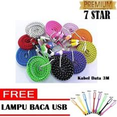 Kabel Data MultiFungsi Charger Micro USB Panjang 3M + Free Lampu LED Mini USB