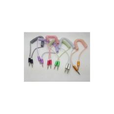 Kabel Spiral Audio AUX 3.5 Mm Stereo Male To Male Kepala Besi