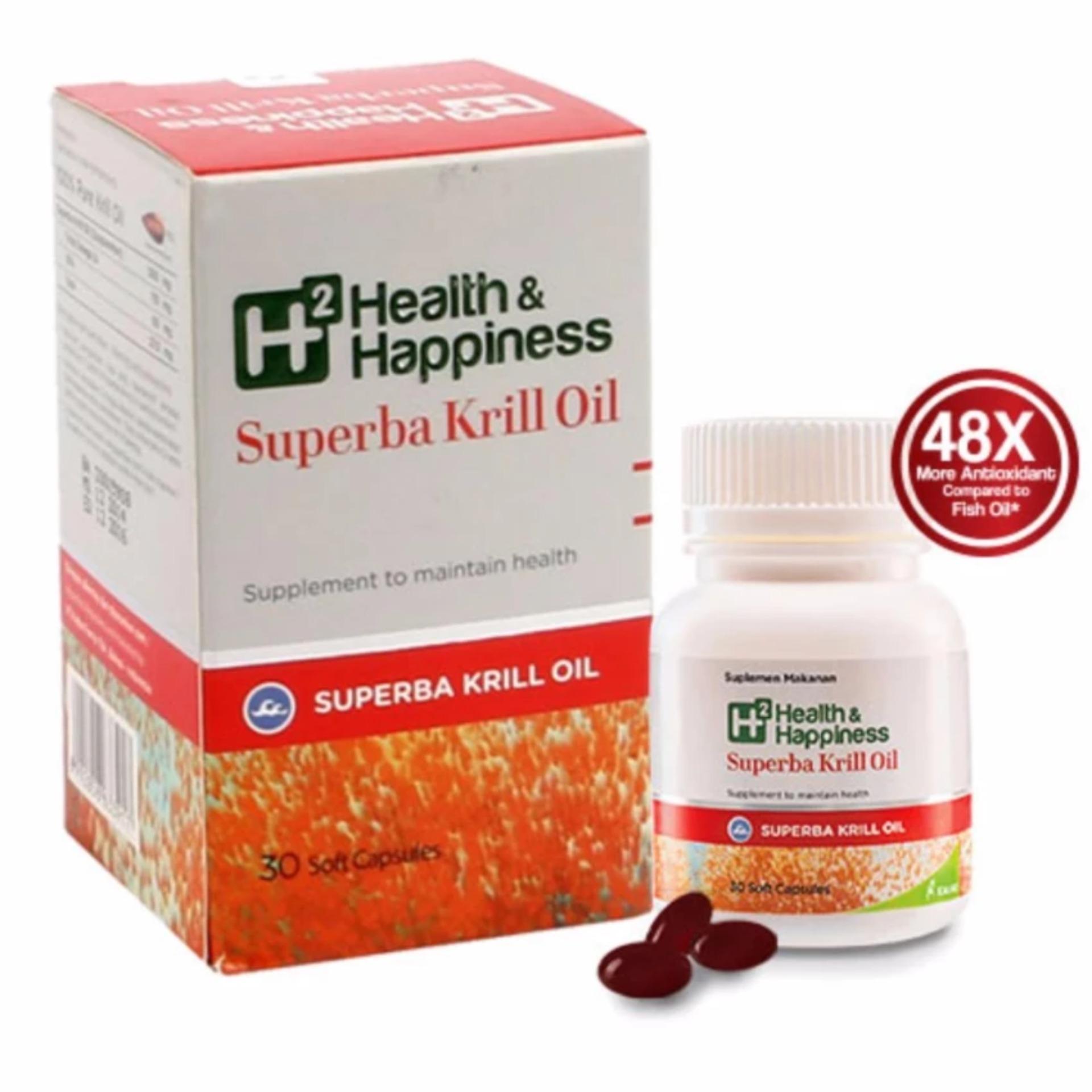 Kalbe Health & Happiness H2 Superba Krill Oil 30's - Obat Kolesterol, Nyeri Sendi, Omega 3, DHA,