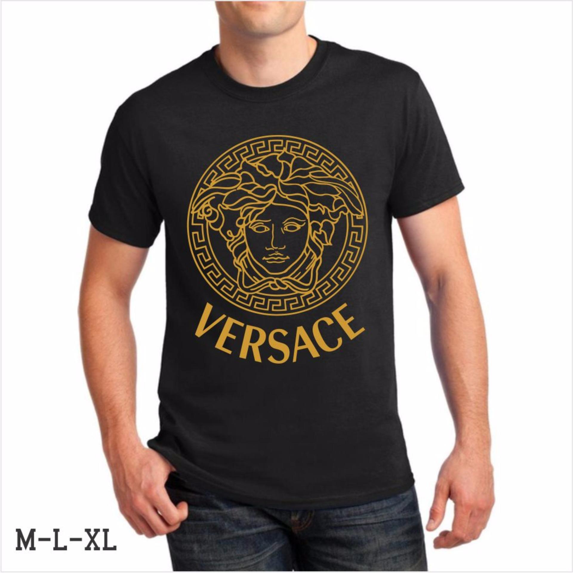 Kaos Distro Pria Premium VERSACE LOGO - HITAM