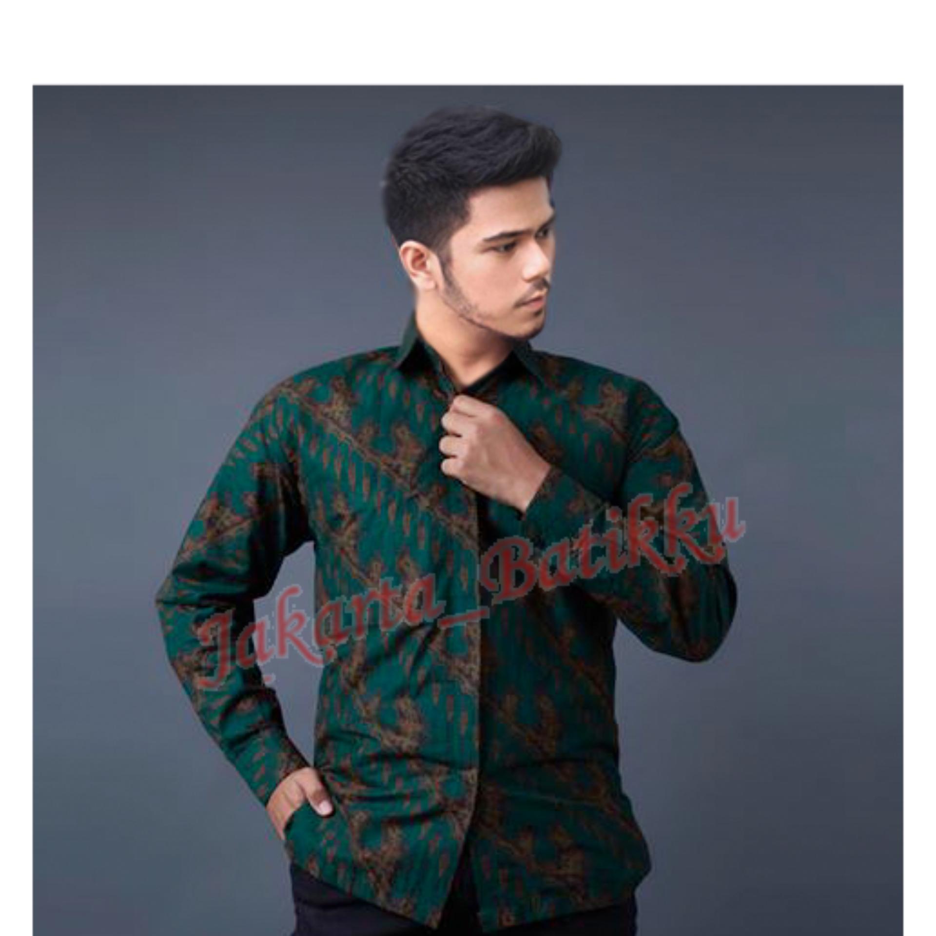 kemeja batik pria katun baturaden parang biru