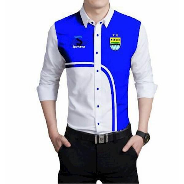 Kemeja Casual Bola Persib Oval Putih Biru