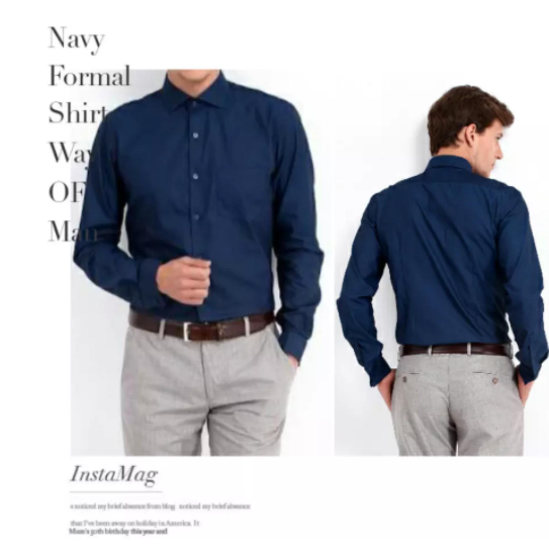 Kemeja Formal Biru Navy Original Jerry Moss