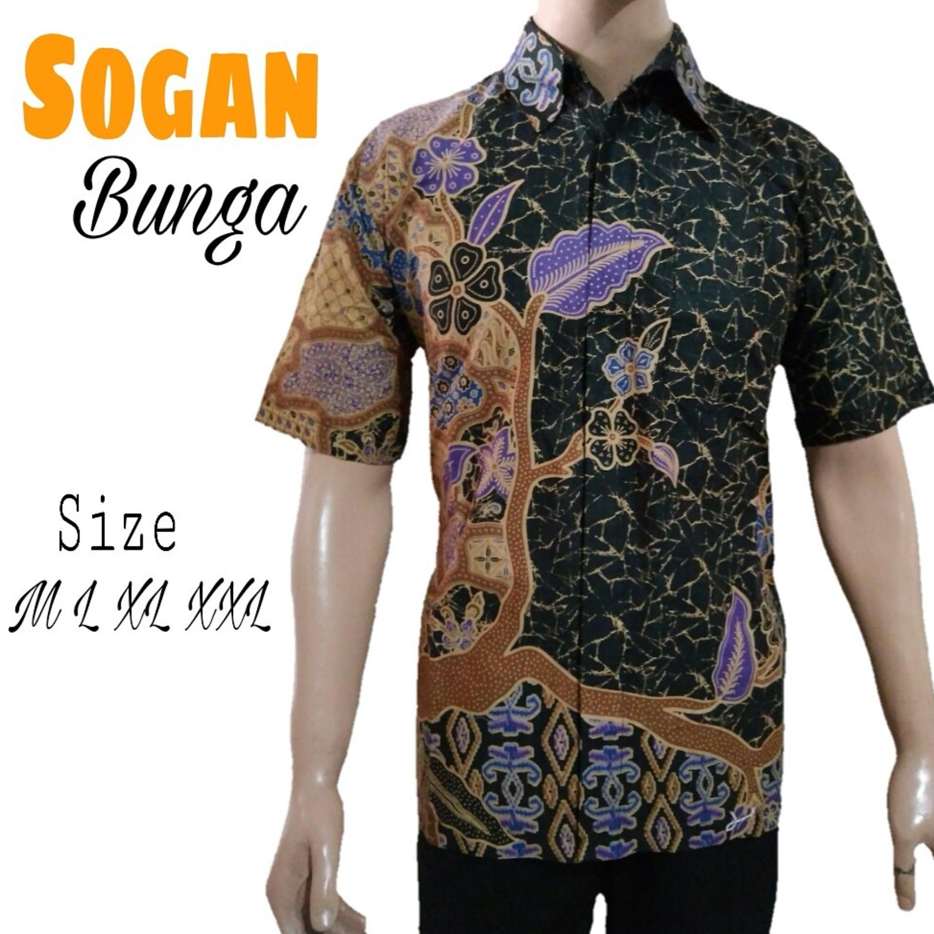 Kemeja Hem Batik Sogan Bunga Original Produsen
