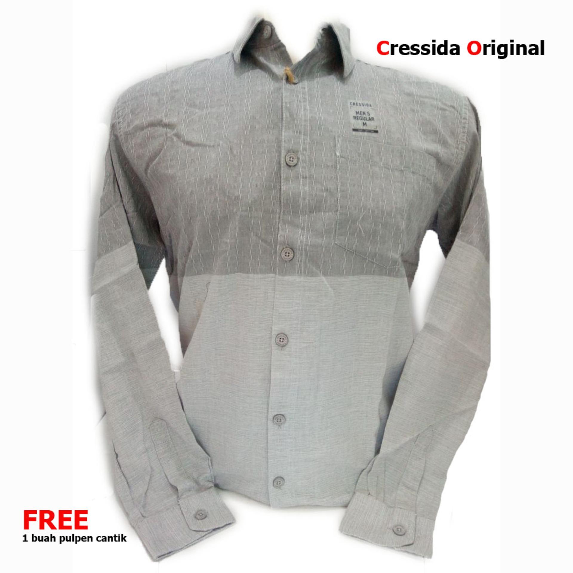 Kemeja Pria Lengan Panjang - Cressida - Warna Abu-Abu Grey