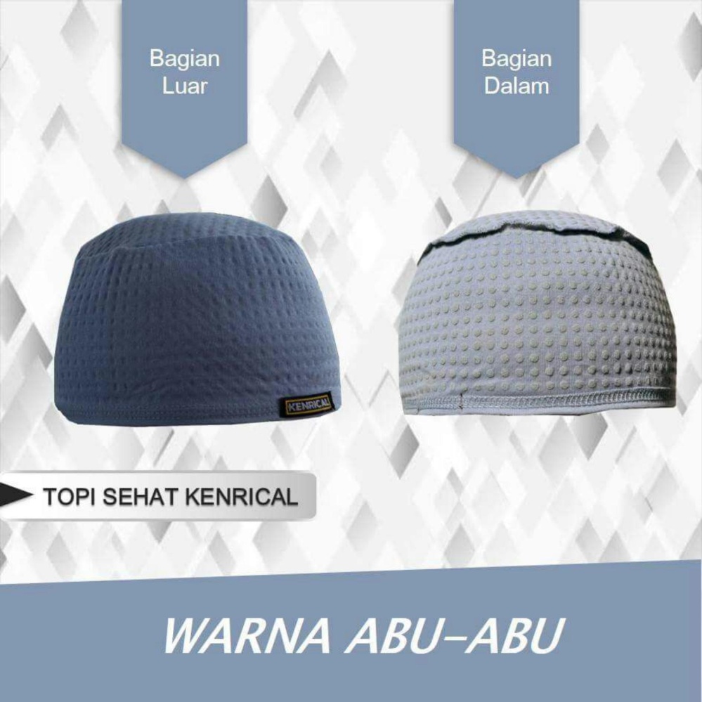Kenrical - Peci / Kopiah / Topi / Kupluk Terapi Relaksasi Kesehatan dari Batu Tourmalin - Abu Abu