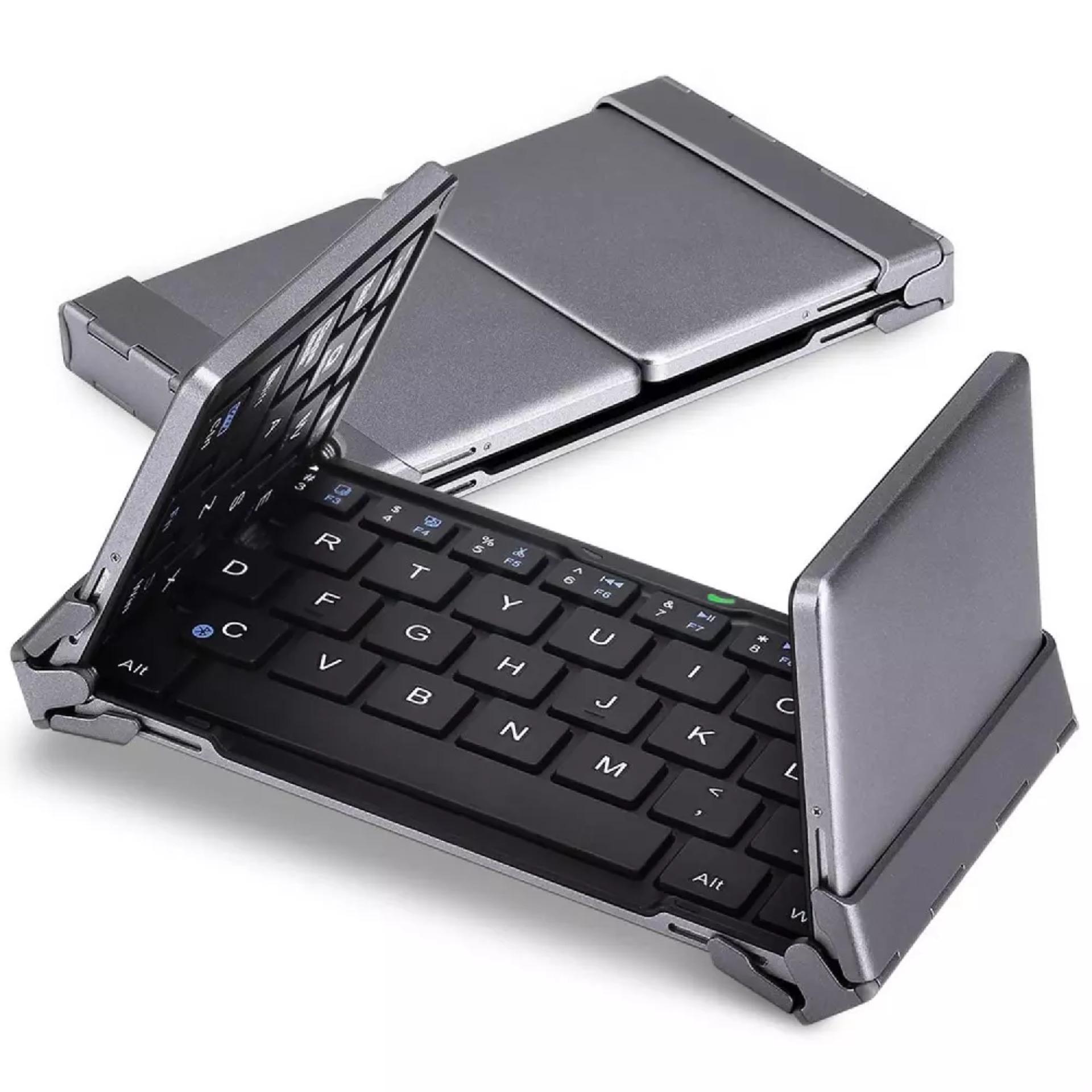 Keyboard Lipat Wireless Bluetooth Three Folding Magnetic