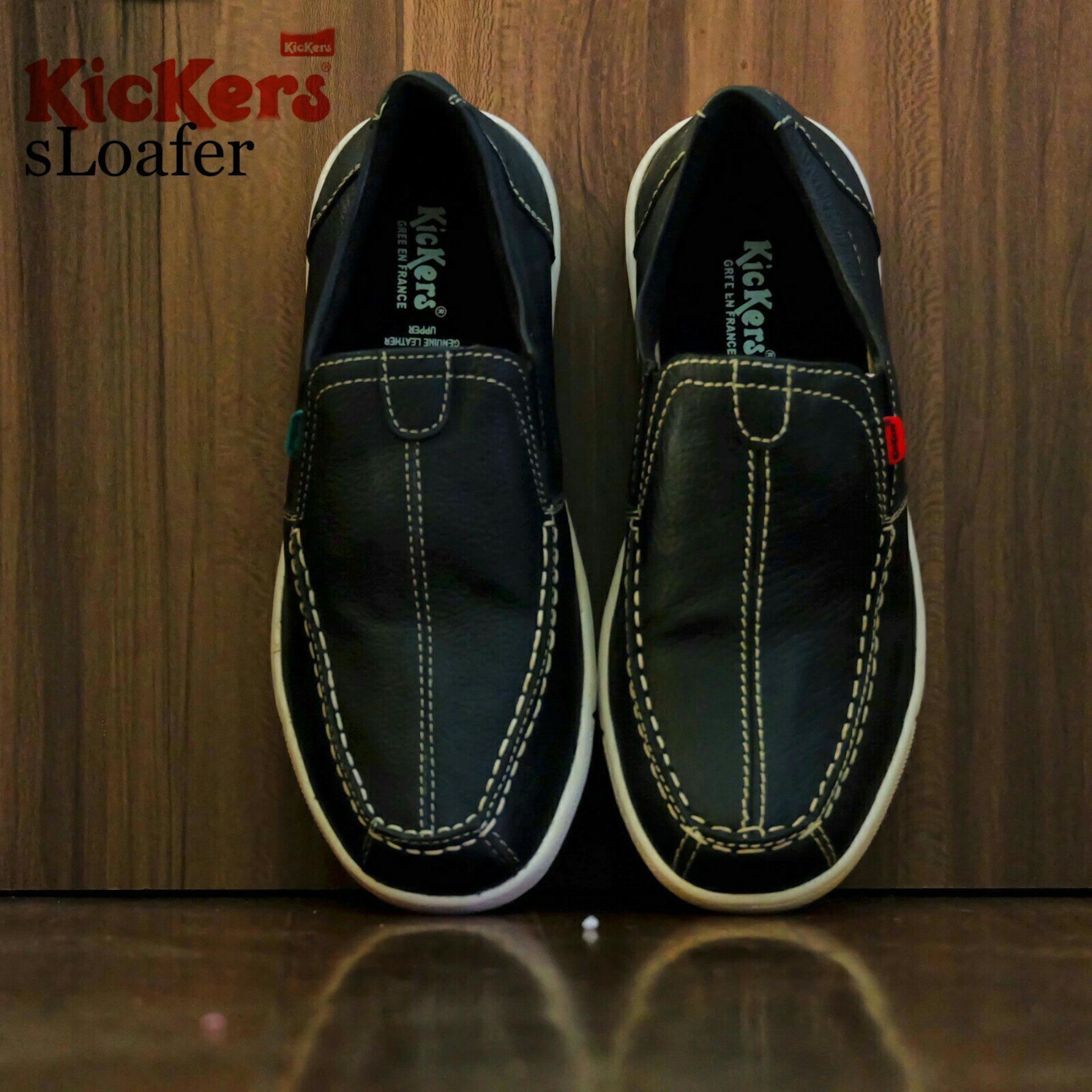 Kickers Loafers Kulit Asli - Center Strip