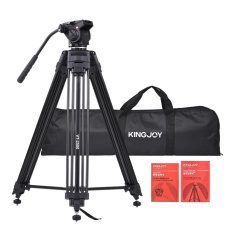 Kingjoy VT-2500 152 Cm/5ft Kamera Kamera Perekam Tripod dengan 360� Kepala Redaman Cairan/Stabil Dukungan Tengah/Kuku kaki Paduan Mg-al Maks. beban 8Kg/18Lbs dengan Pembawa Tas untuk Canon Nikon Sony DSLR Ildc-Internasional