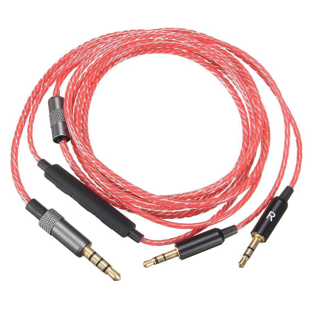 Kobwa Penggantian Kabel dengan Remote Volume dan Mikrofon untuk Sol Republic Master Trek HD V8 V10 V12 X3 Headphone- 4 Kaki (1.2 Meters) Merah-Intl