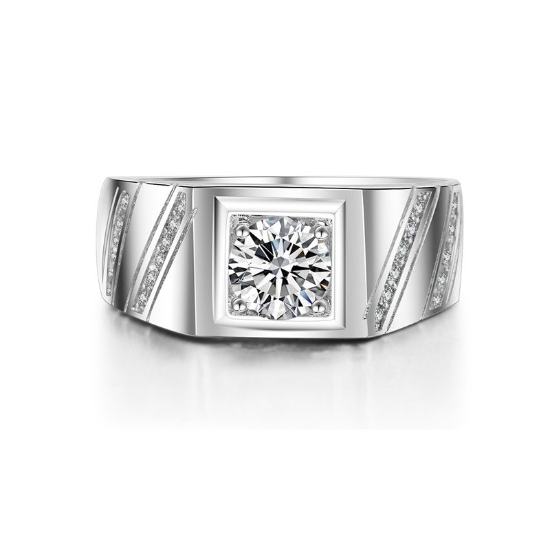 Perak murni kt Pria Domineering Cincin perak murni platinum kelompok miniatur Cincin berlian cincin pria cincin menikah Cincin