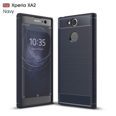 Kunpon for Sony Xperia XA2 Case Rugged Armor with Resilient Shock Absorption and Carbon Fiber TPU Non-Slip Anti-Scratch Ultra Slim Cover Case for Sony Xperia XA2 - Matte Navy