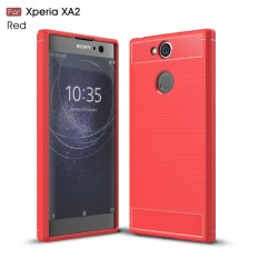 Kunpon for Sony Xperia XA2 Case Rugged Armor with Resilient Shock Absorption and Carbon Fiber TPU Non-Slip Anti-Scratch Ultra Slim Cover Case for Sony Xperia XA2 - Matte Red