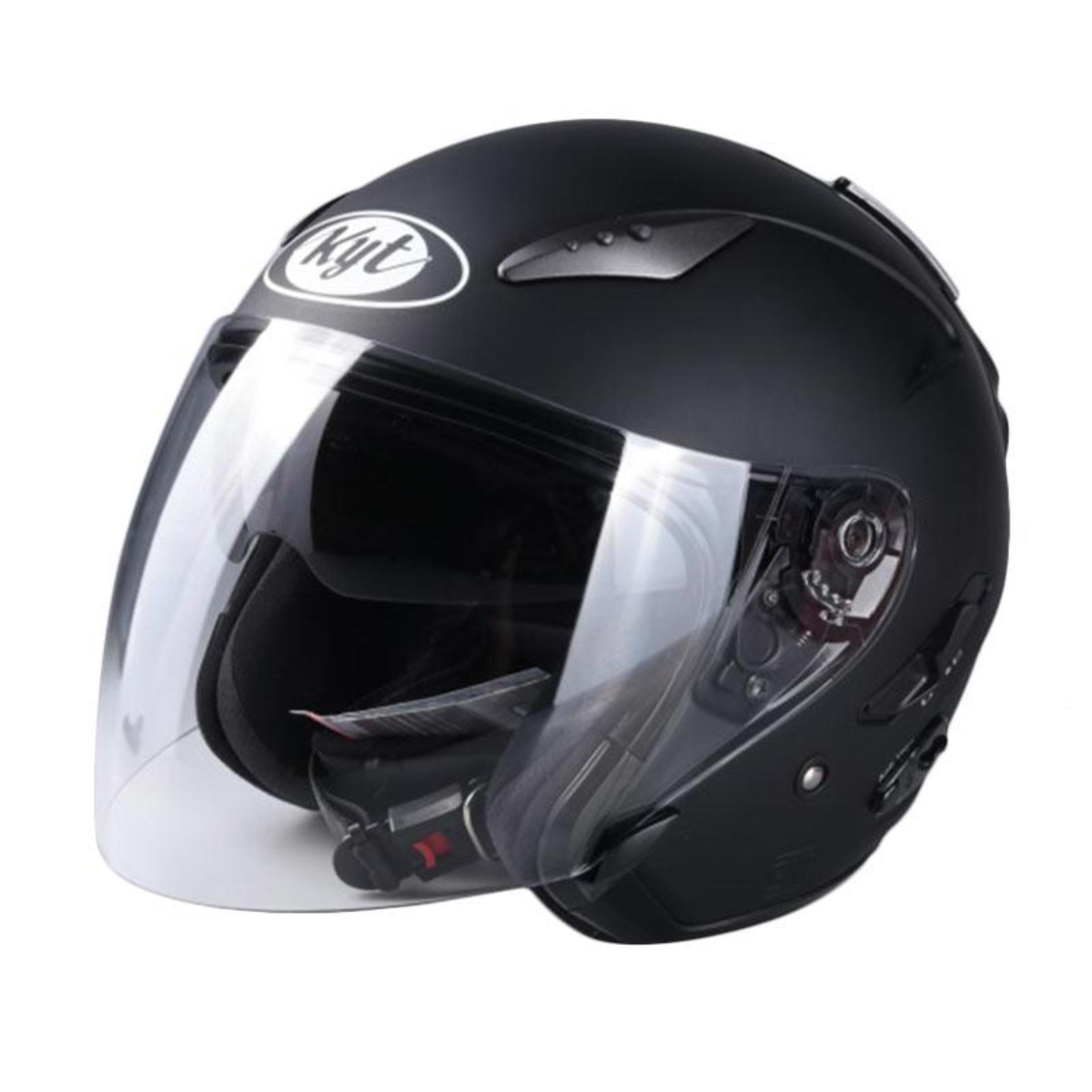 KYT Galaxy Helm Half Face - Black Doff
