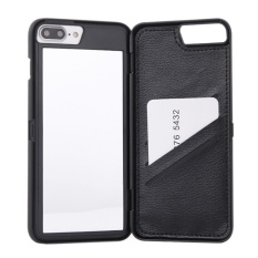 Lady Make Up 3D Dual Layer Kartu Slot Dompet Mirror Case Cover untuk IPhone 6 7 Plus Hitam Iphone5/ 5 S-Intl