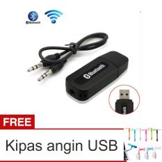 Lanjarjaya Bluetooth Audio Receiver Adapter Music For Speaker 3.5mm Stereo - Warna Random + Kipas Angin USB