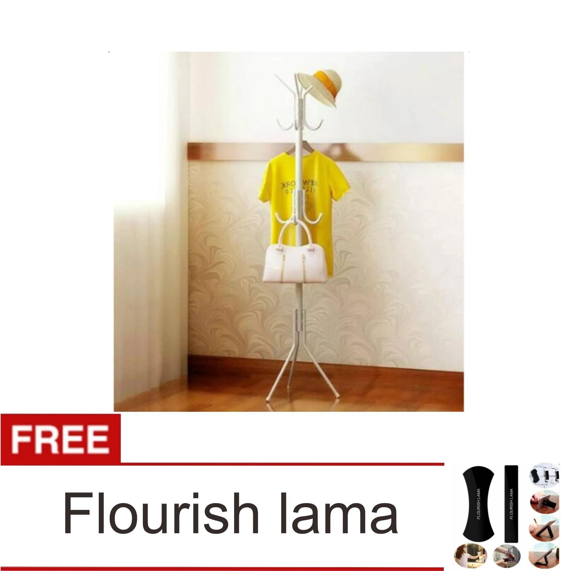 Lanjarjaya Gantungan Baju Standing Hanger / Multifunction Stand Hanger - Putih + Flourish Lama