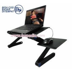 Laz COD - Meja Laptop Portable Aluminium With Cooler Big Fan Mousepad Model Simpel dan Tidak Makan Tempat - Lazpedia