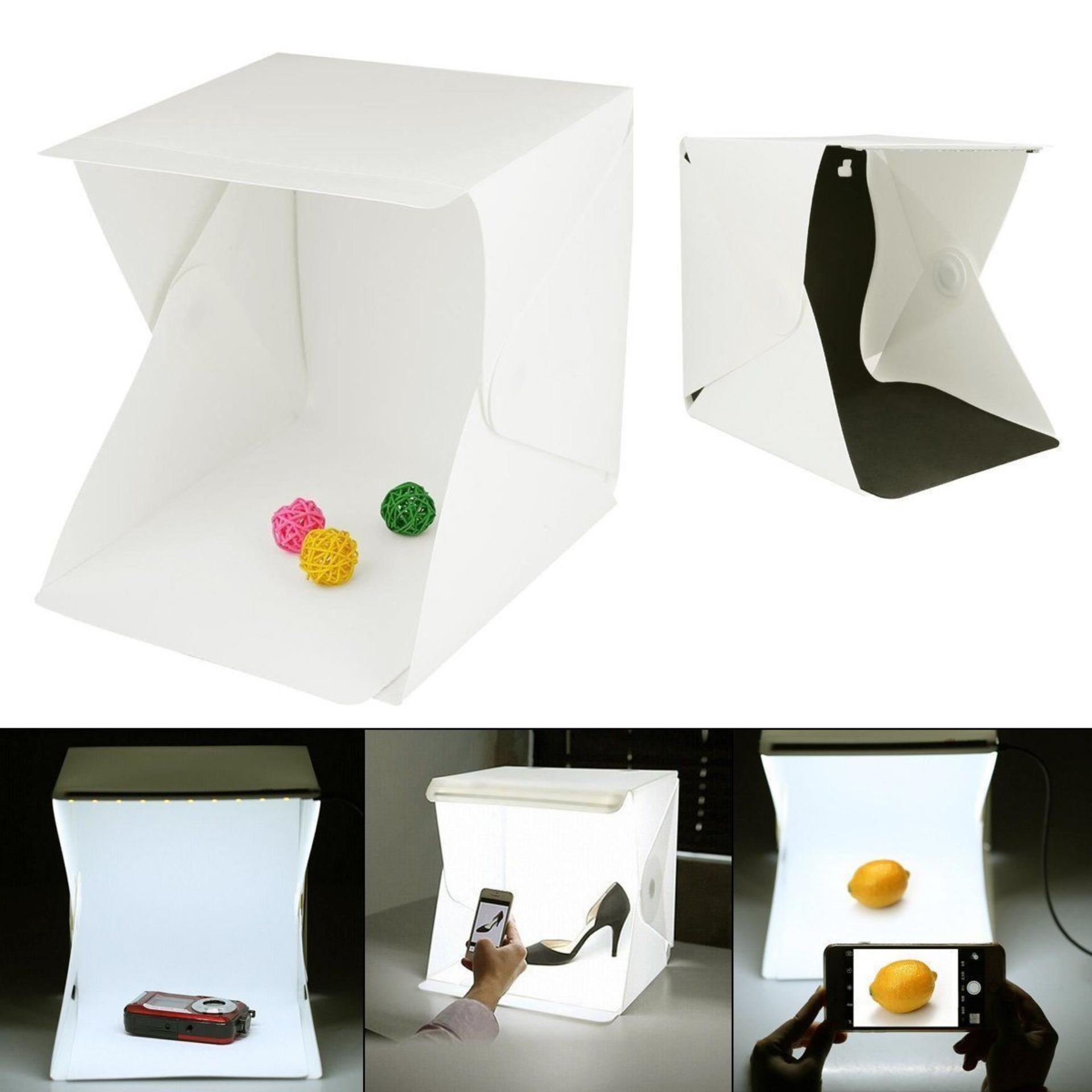 Lazpedia Mini Photo Studio Box Folding Kotak Tempat Foto Portable with LED / Photo Studio Mini Magnetic dengan Lampu LED  